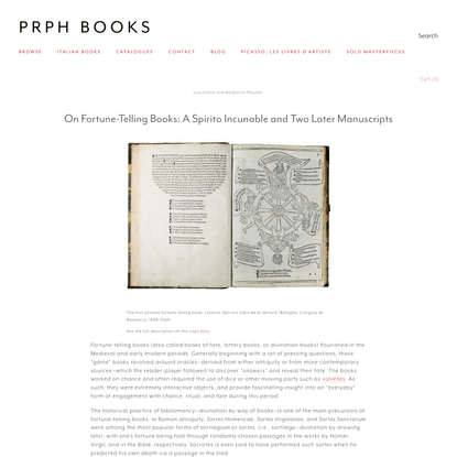 PRPH Books - On Fortune-Telling Books: A Spirito Incunable and Two Later Manuscripts