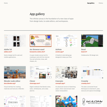 Infinite Canvas app gallery
