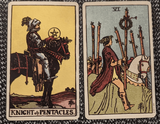 knight of pentacles + six of wands