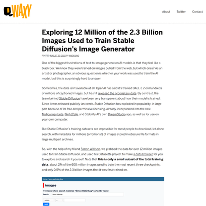 Exploring 12 Million of the 2.3 Billion Images Used to Train Stable Diffusion's Image Generator - Waxy.org