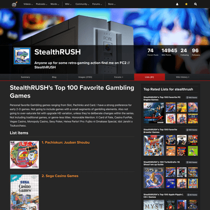 StealthRUSH’s Top 100 Favorite Gambling Games