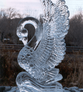 Ice sculpture of a swan.