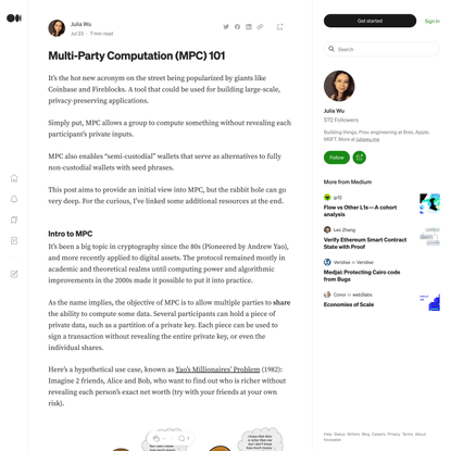 Multi-Party Computation (MPC) 101