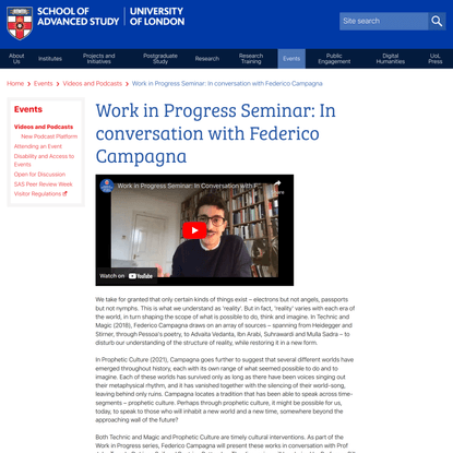 Work in Progress Seminar: In conversation with Federico Campagna