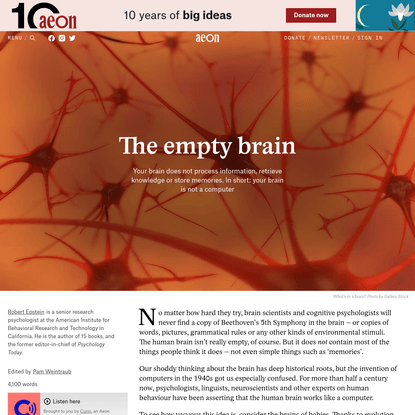 Your brain does not process information and it is not a computer | Aeon Essays
