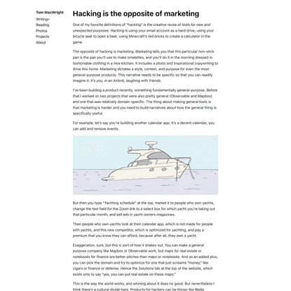 Hacking is the opposite of marketing
