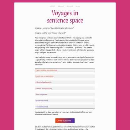 Voyages in sentence space