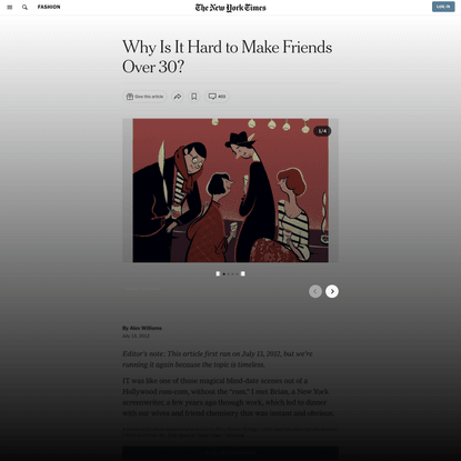 Why Is It Hard to Make Friends Over 30? - The New York Times