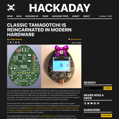 Classic Tamagotchi Is Reincarnated In Modern Hardware