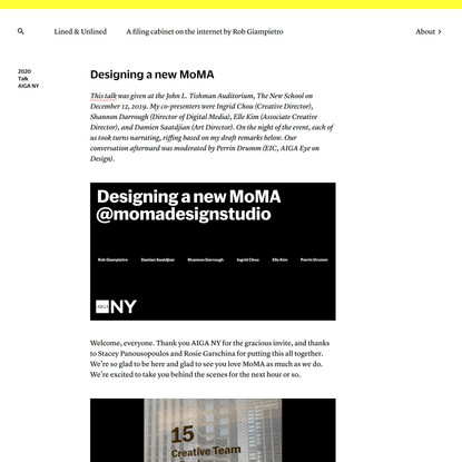 Lined &amp; Unlined · Designing a new MoMA
