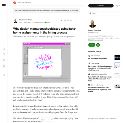 Why design managers should stop using take-home assignments in the hiring process