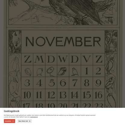 Kalenderblad november met houtduif, Theo van Hoytema, 1917 - Rijksmuseum