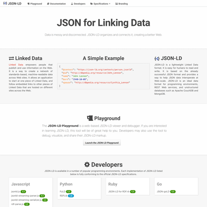 JSON-LD - JSON for Linking Data