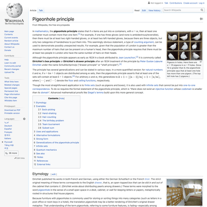 Pigeonhole principle - Wikipedia