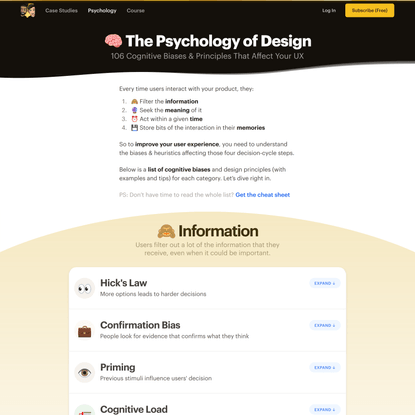 🧠Psychology of Design: 106 Cognitive Biases & Principles That Affect Your UX