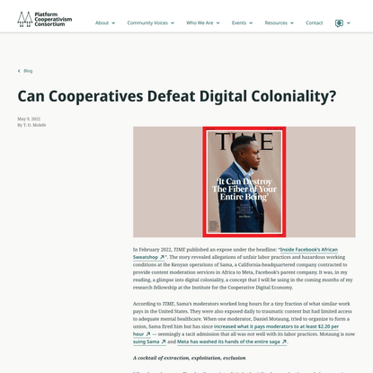 Can Cooperatives Defeat Digital Coloniality? | Platform Cooperativism Consortium