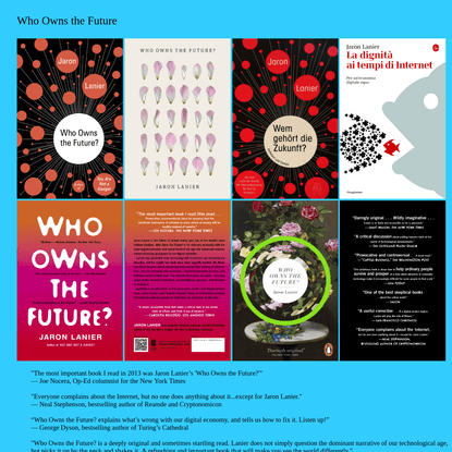 Web resources related to the book Who Owns the Future by Jaron Lanier