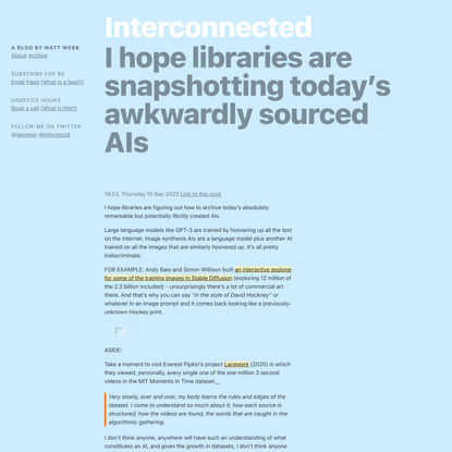 I hope libraries are snapshotting today’s awkwardly sourced AIs