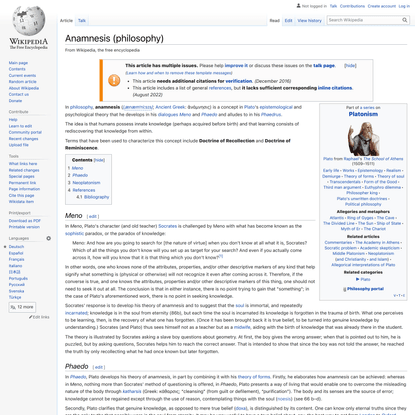 Anamnesis (philosophy) - Wikipedia