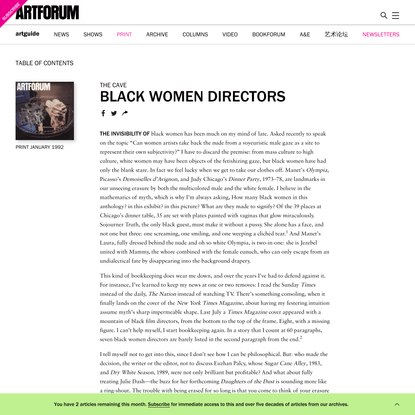 Lorraine O’Grady on Black Women Directors