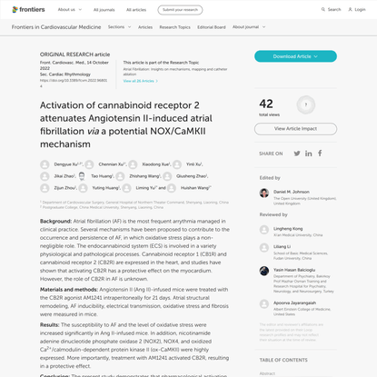 Activation of cannabinoid receptor 2 attenuates Angiotensin II-induced atrial fibrillation via a potential NOX/CaMKII mechanism