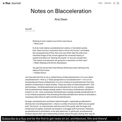 Notes on Blacceleration - Journal #87 December 2017 - e-flux