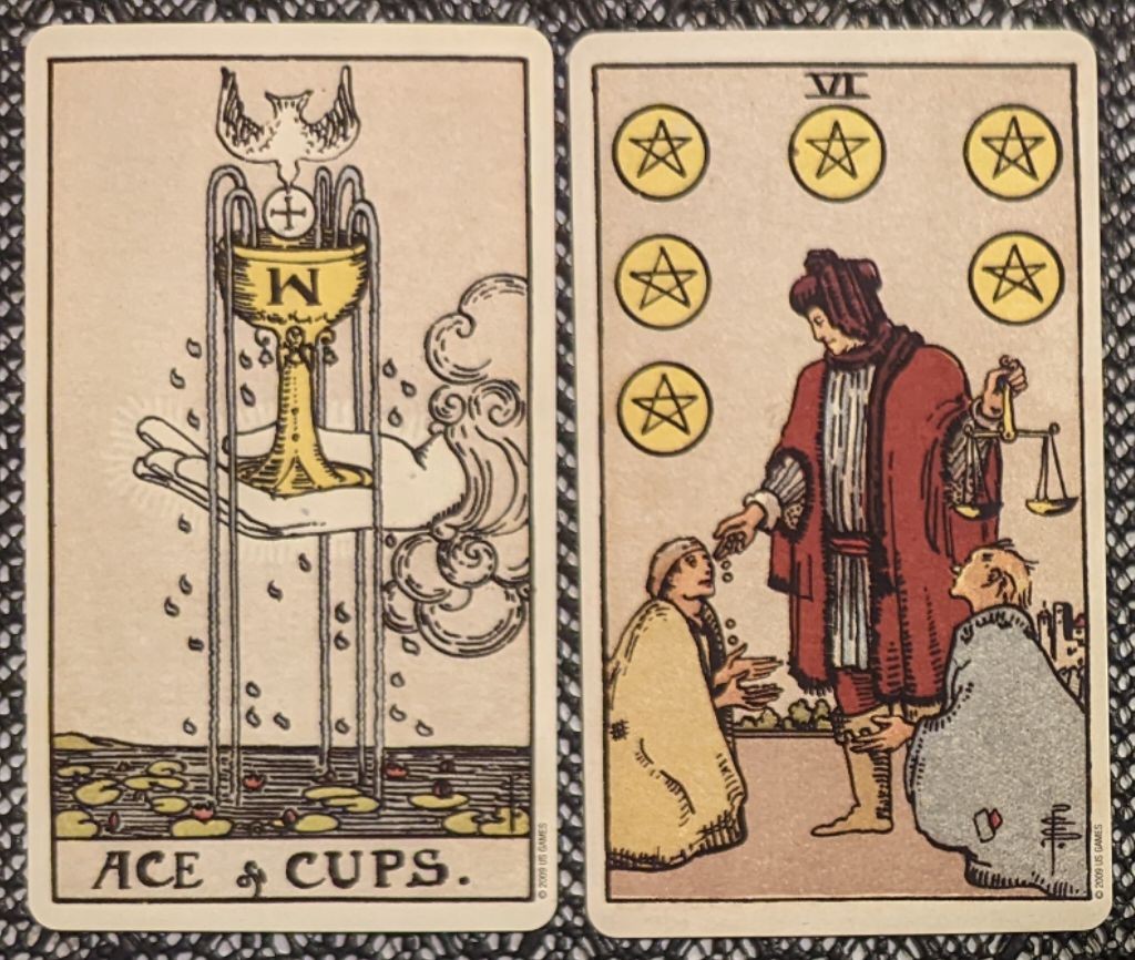 ace of cups + six of pentacles