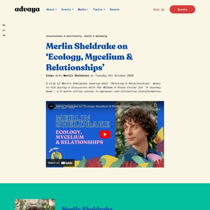 Merlin Sheldrake on ‘Ecology, Mycelium &amp; Relationships’