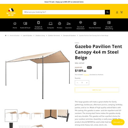 Gazebo Pavilion Tent Canopy 4x4 m Steel Beige