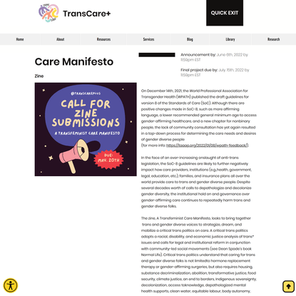 Transfeminist Care Manifesto | TransCare+