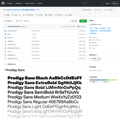 GitHub - weiweihuanghuang/Prodigy-Sans: A grotesque sans.