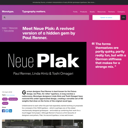 Meet Neue Plak: A revived version of a hidden gem by Paul Renner.