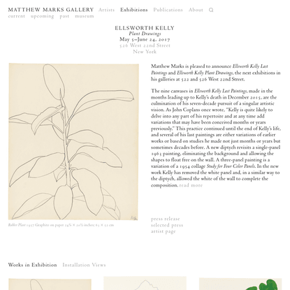 ELLSWORTH KELLY Plant Drawings | Matthew Marks Gallery