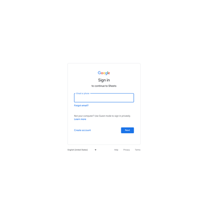 Google Sheets: Sign-in
