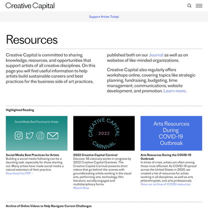 Resources | Creative Capital