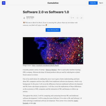 Software 2.0 vs Software 1.0