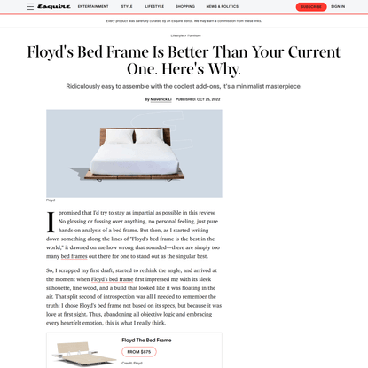 Floyd’s Bed Frame Is Better Than Your Current One. Here’s Why.