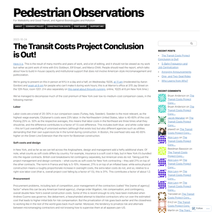 The Transit Costs Project Conclusion is Out!