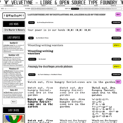 Velvetyne — Libre & Open Source Type Foundry
