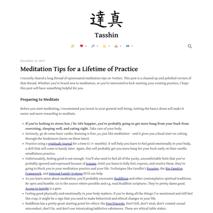Meditation Tips for a Lifetime of Practice - Tasshin