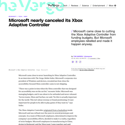 Microsoft nearly canceled its Xbox Adaptive Controller
