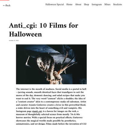Anti_cgi: 10 Films for Halloween - The Editorial Magazine