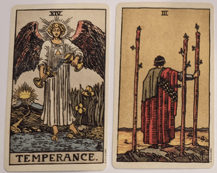temperance + thee of wands