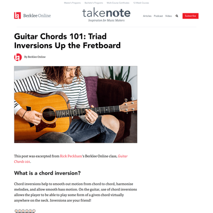 Guitar Chords 101: Triad Inversions Up the Fretboard – Berklee Online Take Note