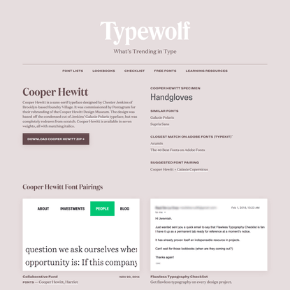 Cooper Hewitt Font Combinations &amp; Similar Fonts · Typewolf