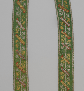 Belt or girdle with a woven love poem 16th century Italian