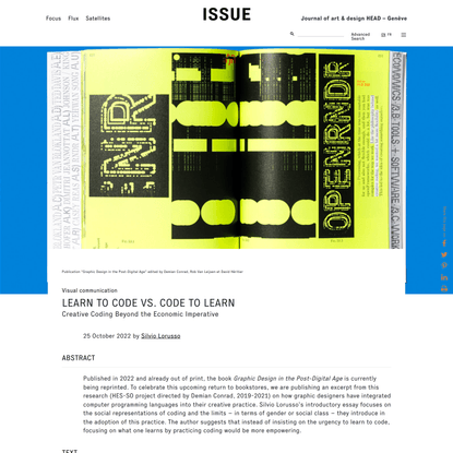 Learn to Code vs. Code to Learn – ISSUE