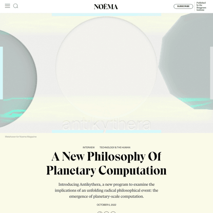 A New Philosophy Of Planetary Computation | NOEMA