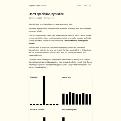 Don’t specialize, hybridize