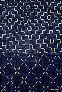 Detail of a mid-19th century kimono decorated using sashiko, with white cotton threads on an indigo-dyed plain weave background (Metropolitan Museum of Art)